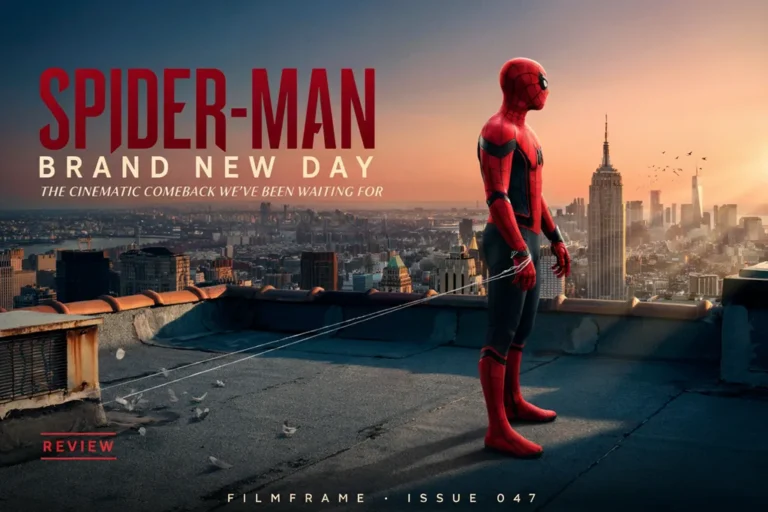 Tom Holland as Spider-Man swinging through New York in Brand New Day"; "Jean Grey played by Sadie Sink in Spider-Man: Brand New Day